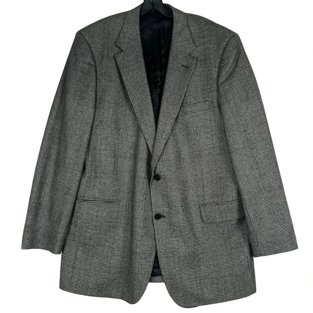 Brooks Brothers Loro Piana Sport Coat Mens 42R Grey Glen Plaid Wool Blazer